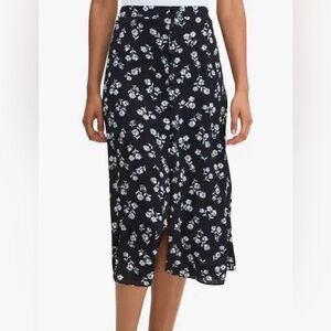 KATE SPADE Floral Black and White Midi Skirt